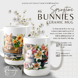 Tazas de cerámica con conejitos de primavera #6