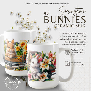 Tazas de cerámica con conejitos de primavera #6