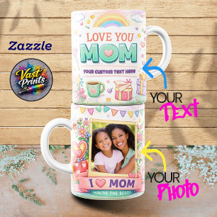 Tazas de collage de fotos florales del día de la m