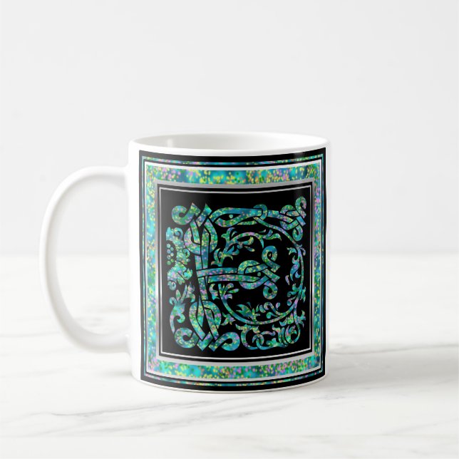 Tazas de encargo azules del monograma de F (Izquierda)