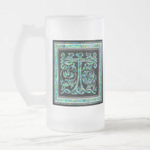 Tazas de encargo azules del monograma de T
