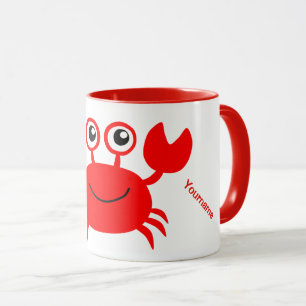 Tazas de encargo del monograma del cangrejo feliz