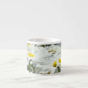 Tazas de espresso de flores de margarita blanca Ma