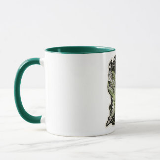 Tazas de estilo de bordado verde estético botánico