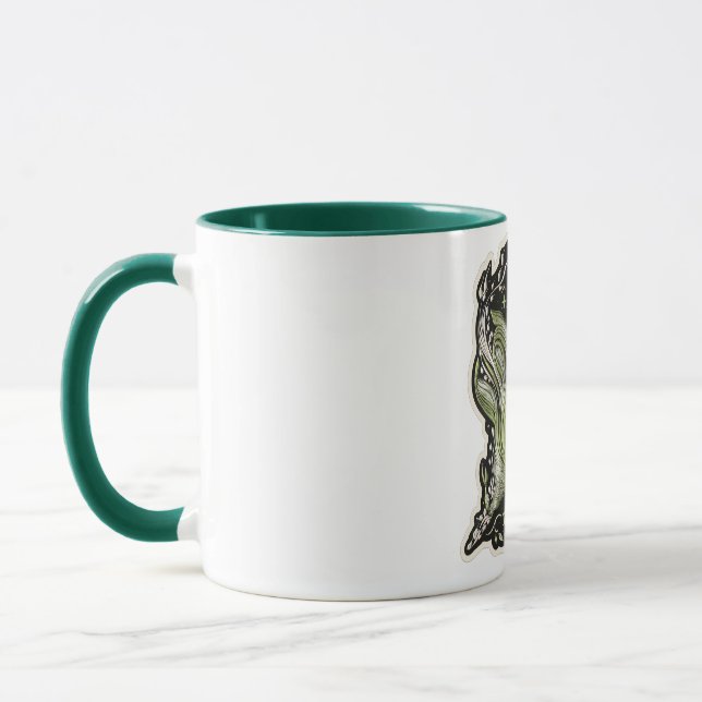 Tazas de estilo de bordado verde estético botánico (Izquierda)