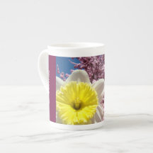 Tazas de hueso de porcelana de primavera para amig