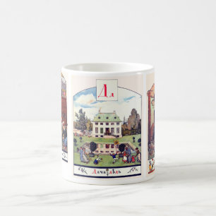 Tazas de la imagen del alfabeto ruso, sistema I