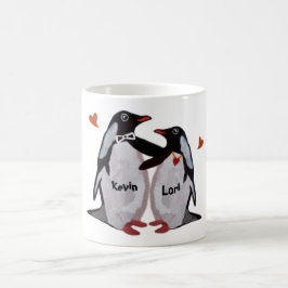 Tazas de los pares del amor del pingüino
