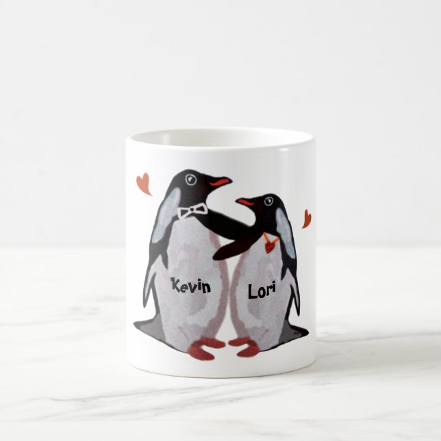 Tazas de los pares del amor del pingüino (Centro)