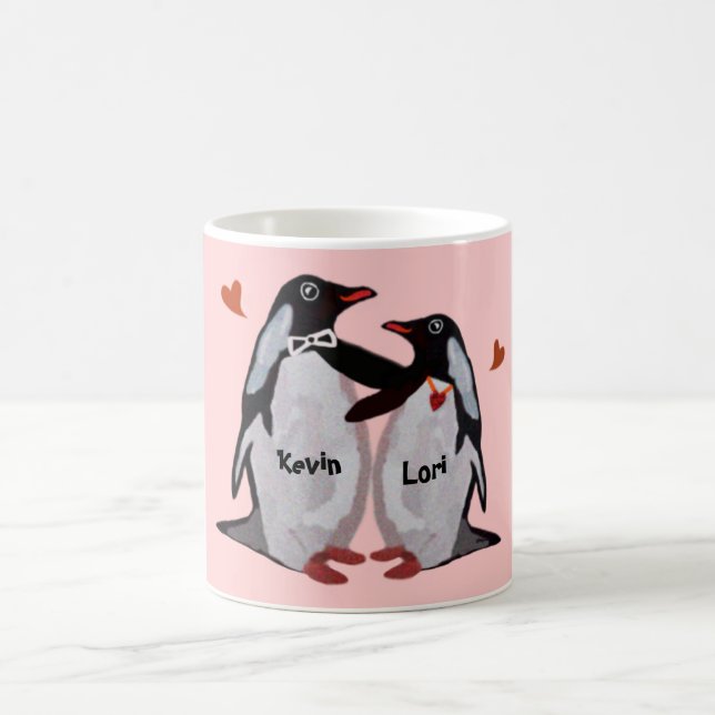Tazas de los pares del amor del pingüino (Centro)