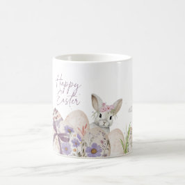 Tazas de Pascua de huevos florales Feliz Pascua