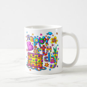 Tazas de pastel de cumpleaños feliz