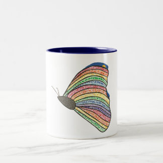 Tazas de pintura de mariposa mosaico arcoíris