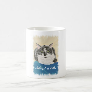 Tazas de promoción de adopción de gatos con pintur
