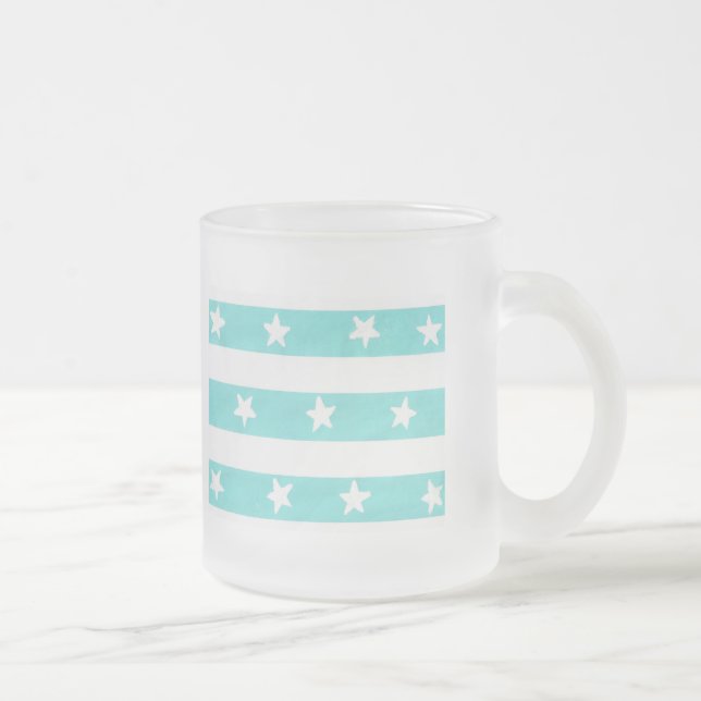 Tazas de rayas turquesas con estrellas blancas (Derecha)