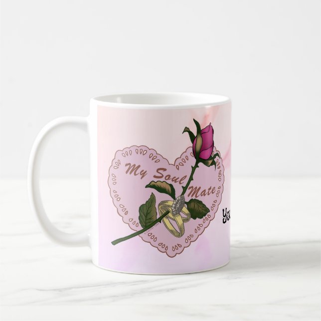 tazas de rosa pareja de almas (Izquierda)