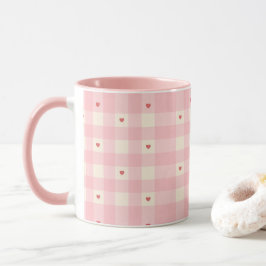 Tazas de San Valentín Corazones de Cuadros Rosas 