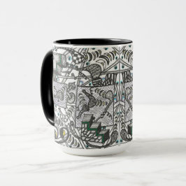 tazas de tejas negras y blancas