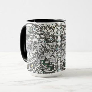 tazas de tejas negras y blancas