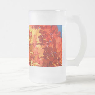 Tazas de vidrio esmerilado con hojas de otoño nara