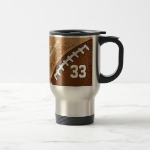 Tazas del fútbol con NOMBRE, el EQUIPO y el NÚMERO
