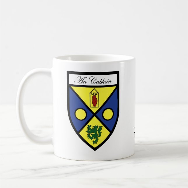 Tazas del mapa y del escudo de Cavan del condado (Izquierda)