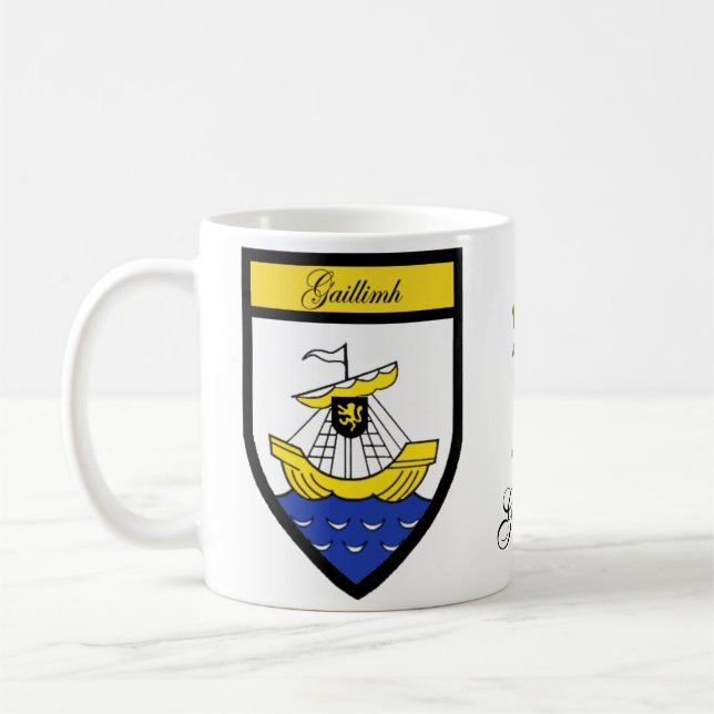 Tazas del mapa y del escudo de Galway del condado (Izquierda)