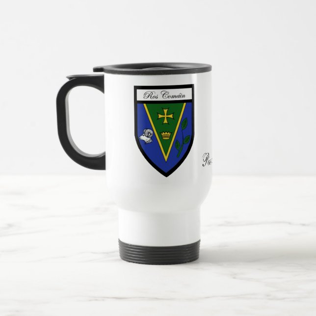 Tazas del mapa y del escudo de Roscommon del (Izquierda)