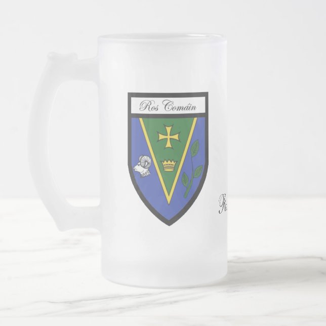 Tazas del mapa y del escudo de Roscommon del (Izquierda)