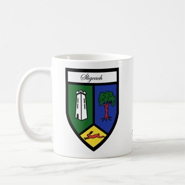 Tazas del mapa y del escudo de Sligo del condado (Izquierda)