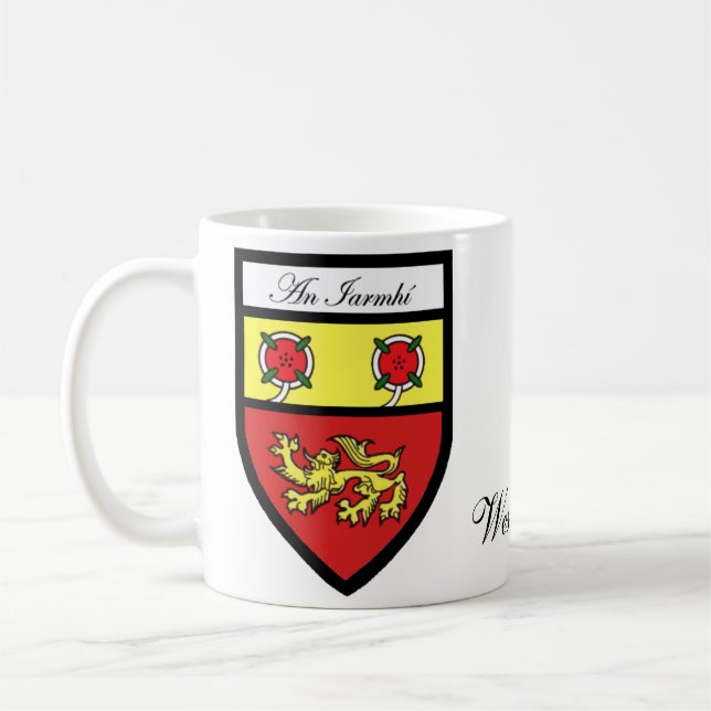 Tazas del mapa y del escudo de Westmeath del (Izquierda)