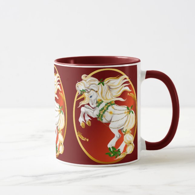 Tazas del óvalo del unicornio del navidad (Derecha)