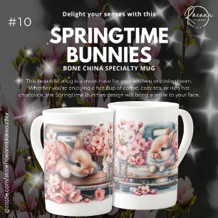 Tazas Especiales de Porcelana de Hueso #10 Conejos