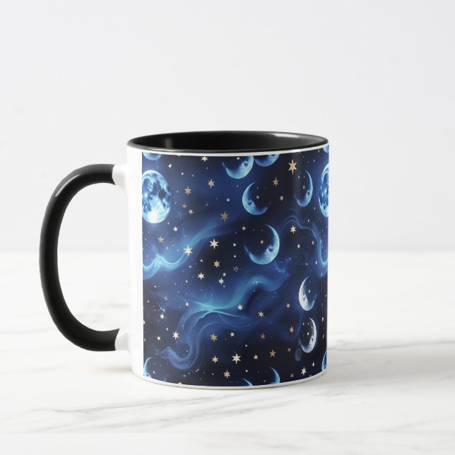 Tazas – Fases Lunares Celestiales Azul Zafiro de L (Izquierda)