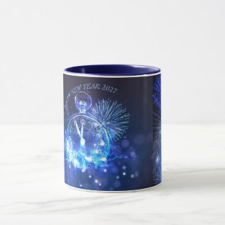 Tazas Feliz Año Nuevo 2027 color azul marino