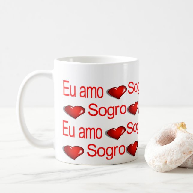 Tazas Feliz Día de San Valentín Eu Amo Mi Sogro (Con donut)