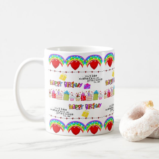 Tazas Feliz Día de San Valentín Feliz Cumpleaños (Con donut)