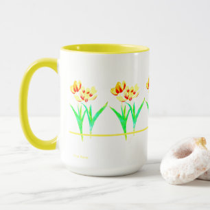 Tazas Grandes De Tulipanes Amarillos Con Texto