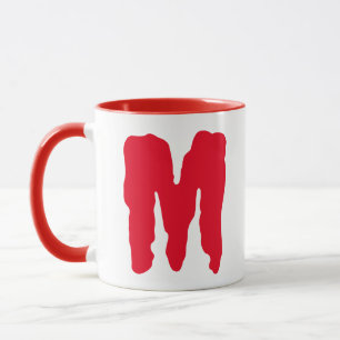 Tazas iniciales rojas monograma letra monstruo par