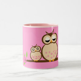 Tazas lindas del búho de la mamá y del bebé