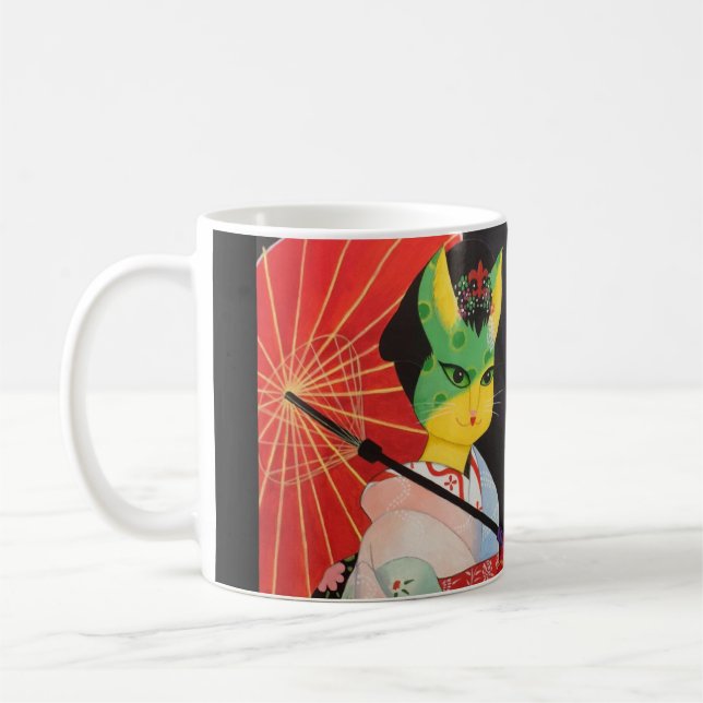 Tazas locas de Japón del gato (Izquierda)