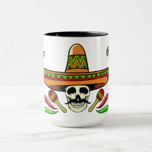 Tazas mexicanas de encargo del cráneo del nombre 