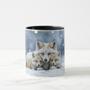 Tazas o Mug con Zorros Hermosos en la Nieve