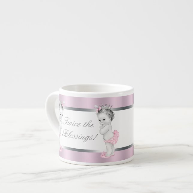 Tazas para gemelas princesas bebé de color rosa (Izquierda)