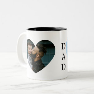 Tazas para papá con dos fotos del corazón