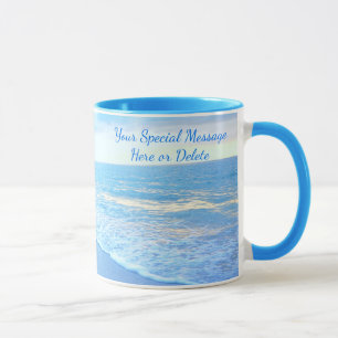 Tazas personalizadas de la playa con puesta del
