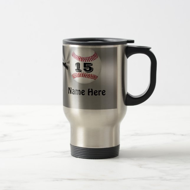 Tazas personalizadas del béisbol con NOMBRE y (Derecha)