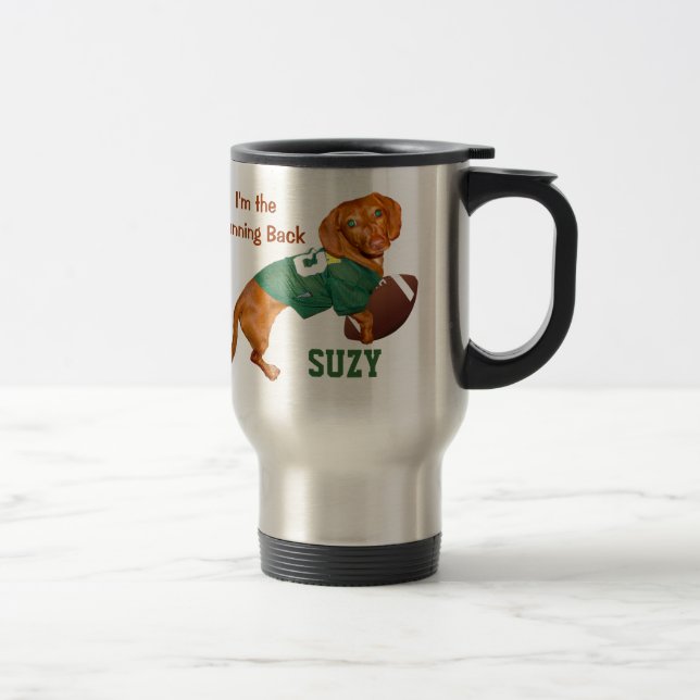 Tazas personalizadas del Dachshund del fútbol (Derecha)