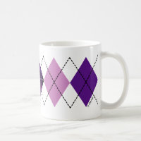 Tazas púrpuras de Argyle de la tela escocesa