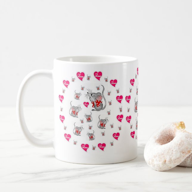 Tazas Ratones Vintage Día de San Valentín (Con donut)